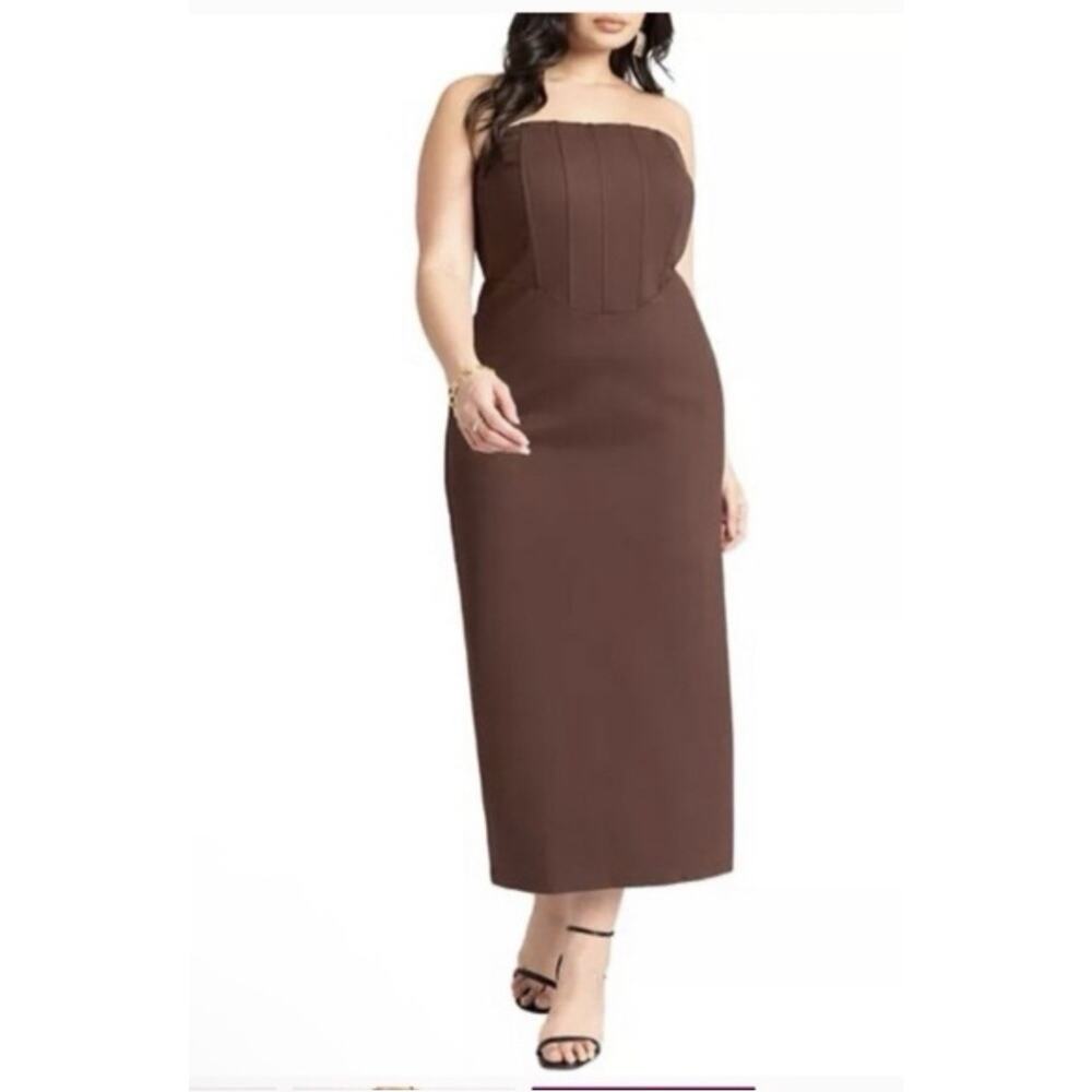 Eloquii Brown Strapless Mini Dress